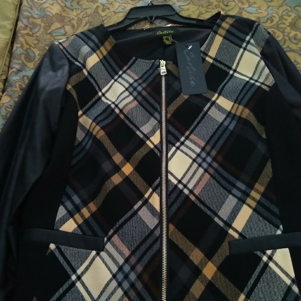 Jacket with Leather Sleeve